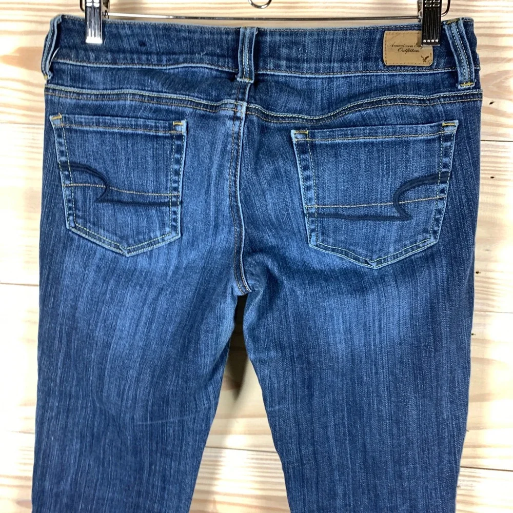 American Eagle Artist Crop Jeans Womens 8 Blue Stretch‎ Low Rise Dark Wash Denim